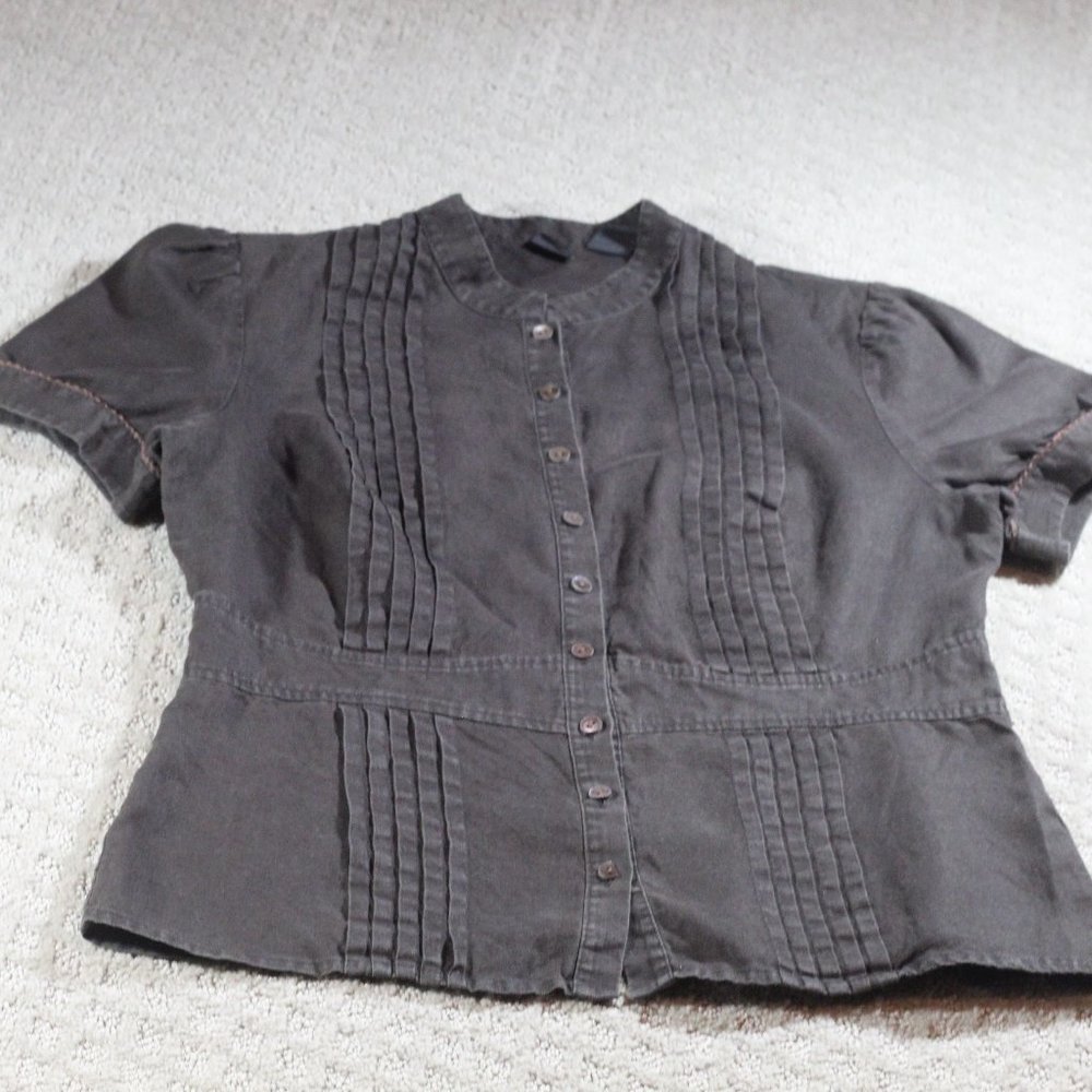 Saks Fifth Avenue Brown Linen Top